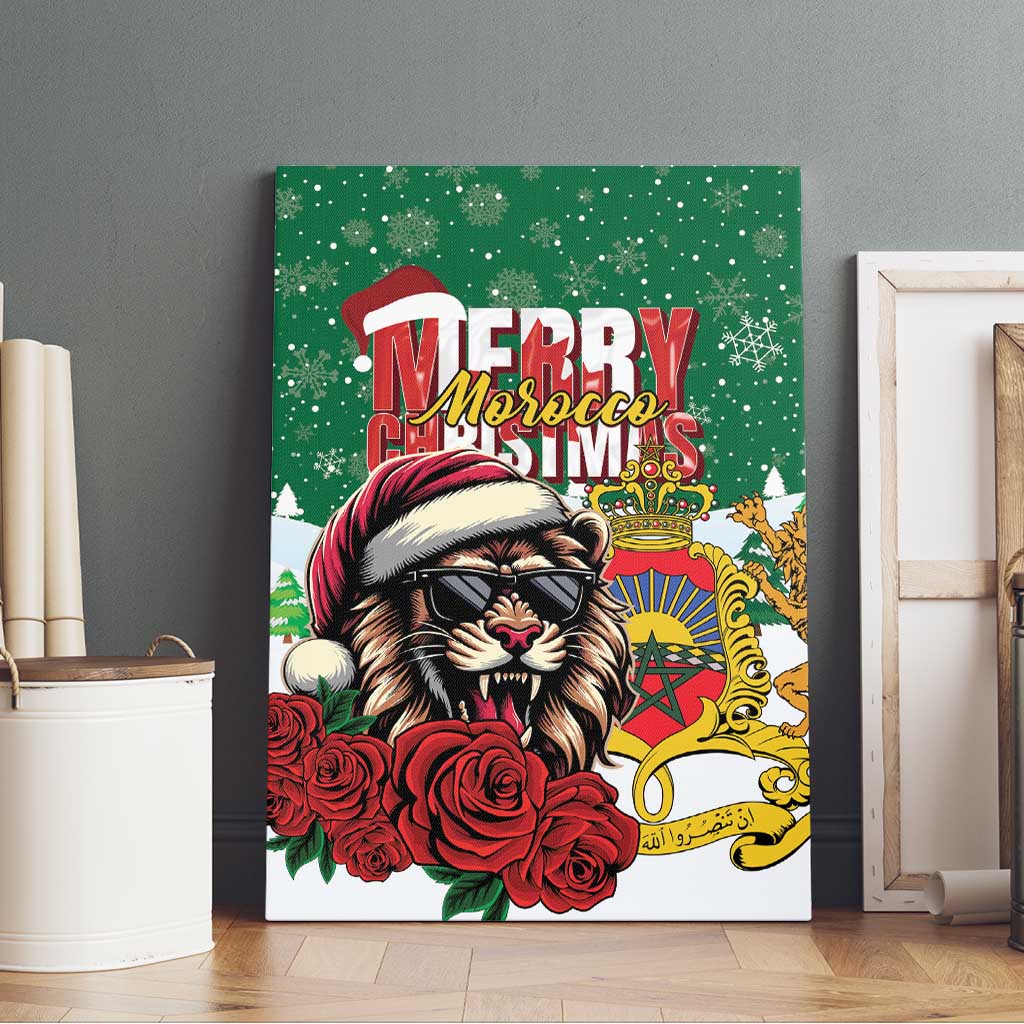 Morocco Christmas Canvas Wall Art Santa Lion With Rose Xmas Vibe - Wonder Print Shop