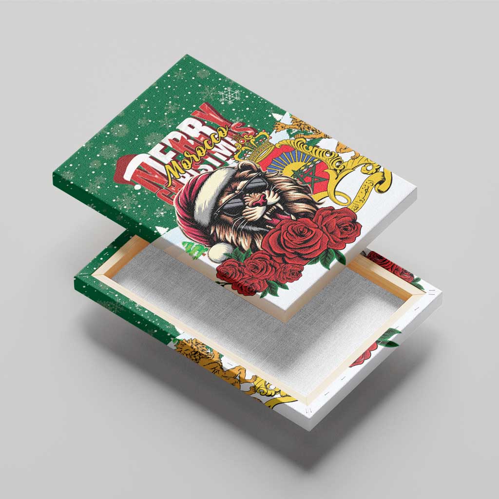 Morocco Christmas Canvas Wall Art Santa Lion With Rose Xmas Vibe - Wonder Print Shop