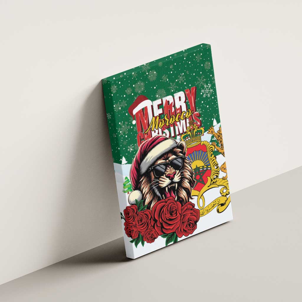 Morocco Christmas Canvas Wall Art Santa Lion With Rose Xmas Vibe - Wonder Print Shop