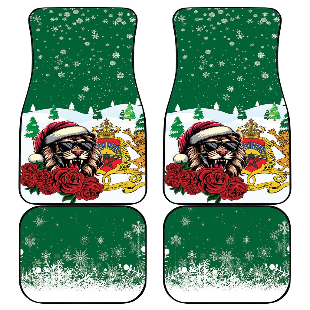 Morocco Christmas Car Mats Santa Lion With Rose Xmas Vibe - Wonder Print Shop