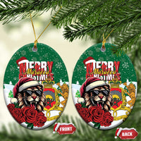 Morocco Christmas Ceramic Ornament Santa Lion With Rose Xmas Vibe - Wonder Print Shop