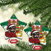 Morocco Christmas Ceramic Ornament Santa Lion With Rose Xmas Vibe - Wonder Print Shop