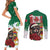 Morocco Christmas Couples Matching Short Sleeve Bodycon Dress and Long Sleeve Button Shirt Santa Lion With Rose Xmas Vibe - Wonder Print Shop