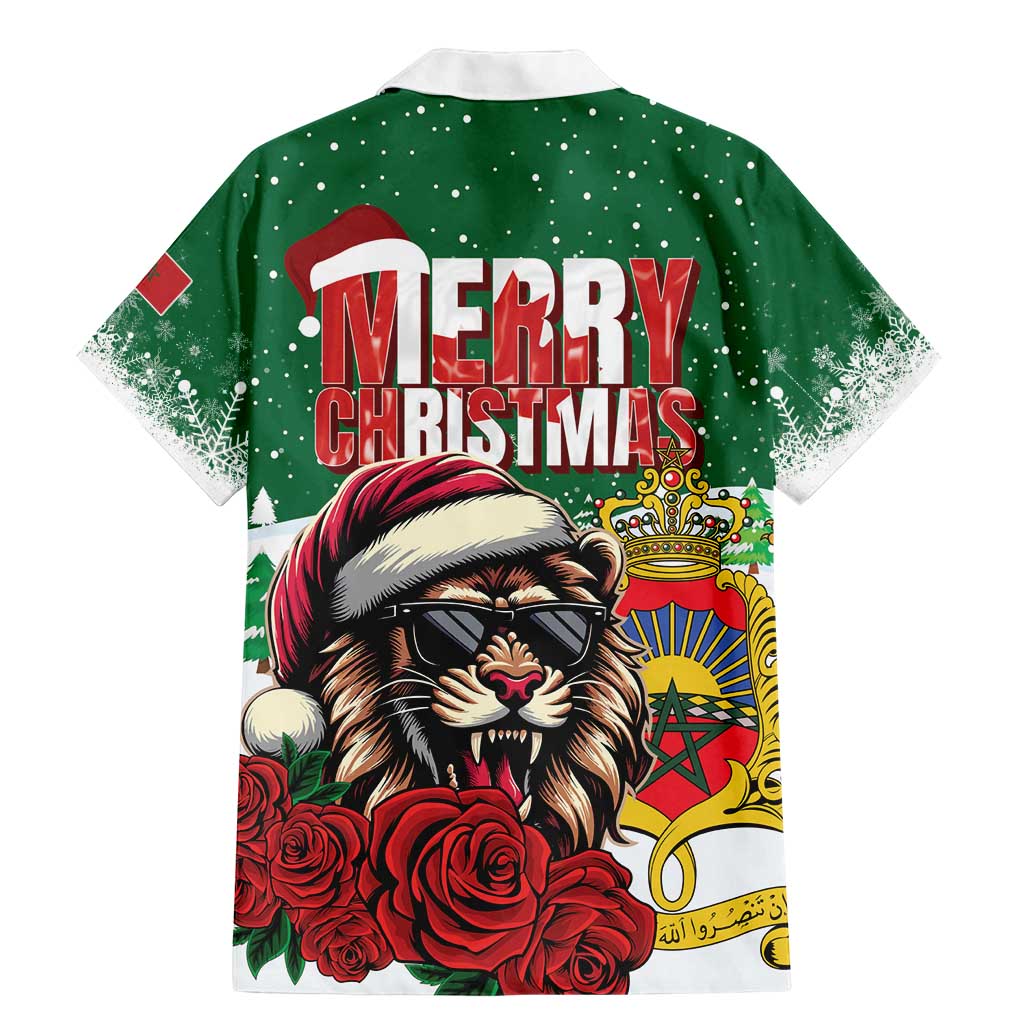 Morocco Christmas Family Matching Mermaid Dress and Hawaiian Shirt Santa Lion With Rose Xmas Vibe - Wonder Print Shop
