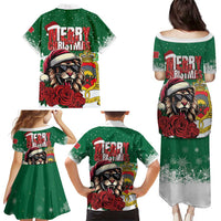Morocco Christmas Family Matching Puletasi and Hawaiian Shirt Santa Lion With Rose Xmas Vibe - Wonder Print Shop
