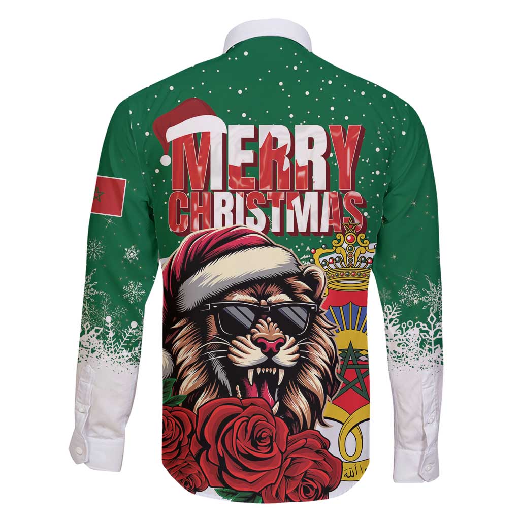 Morocco Christmas Family Matching Tank Maxi Dress and Hawaiian Shirt Santa Lion With Rose Xmas Vibe - Wonder Print Shop