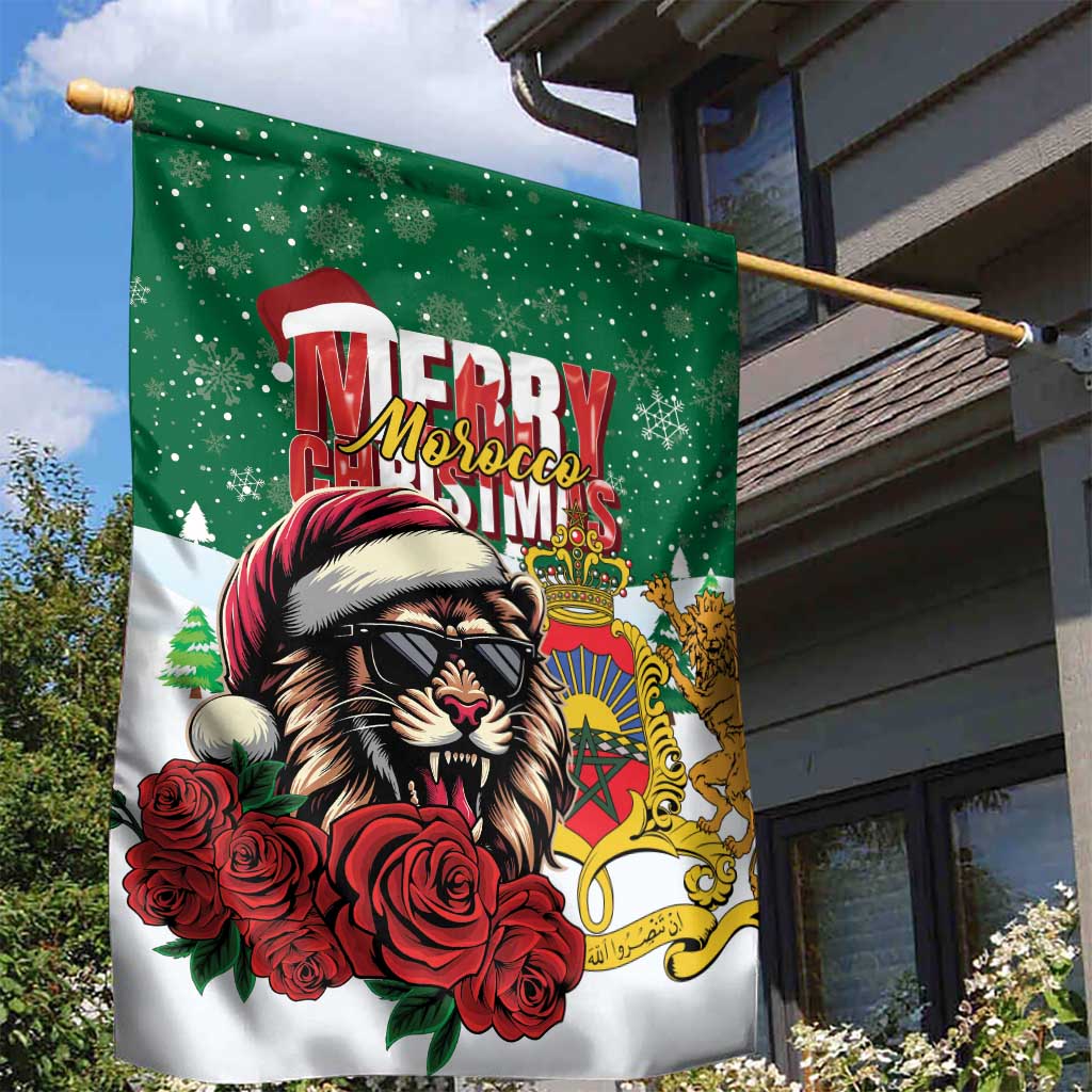 Morocco Christmas Garden Flag Santa Lion With Rose Xmas Vibe - Wonder Print Shop