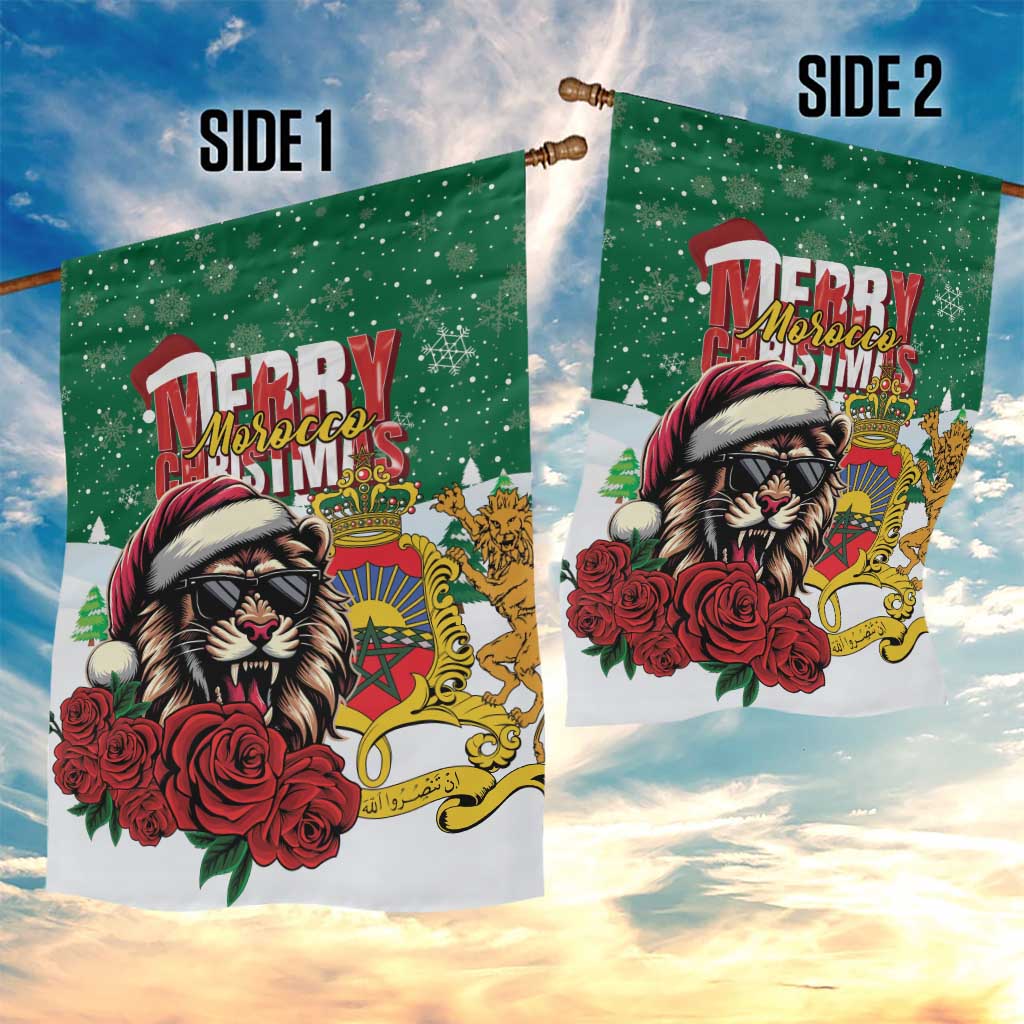 Morocco Christmas Garden Flag Santa Lion With Rose Xmas Vibe - Wonder Print Shop