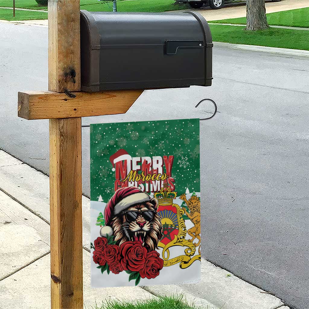 Morocco Christmas Garden Flag Santa Lion With Rose Xmas Vibe - Wonder Print Shop