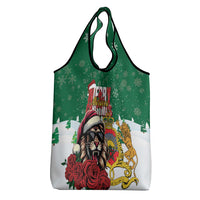 Morocco Christmas Grocery Bag Santa Lion With Rose Xmas Vibe