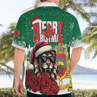 Morocco Christmas Hawaiian Shirt Santa Lion With Rose Xmas Vibe - Wonder Print Shop
