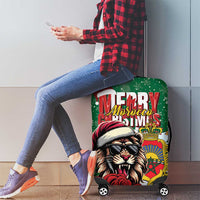 Morocco Christmas Luggage Cover Santa Lion With Rose Xmas Vibe - Wonder Print Shop