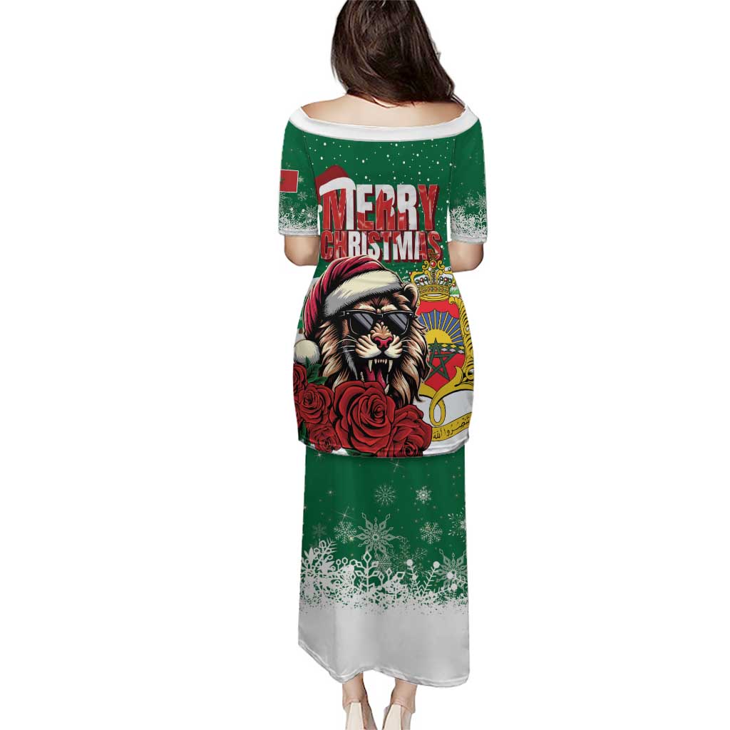Morocco Christmas Puletasi Santa Lion With Rose Xmas Vibe - Wonder Print Shop