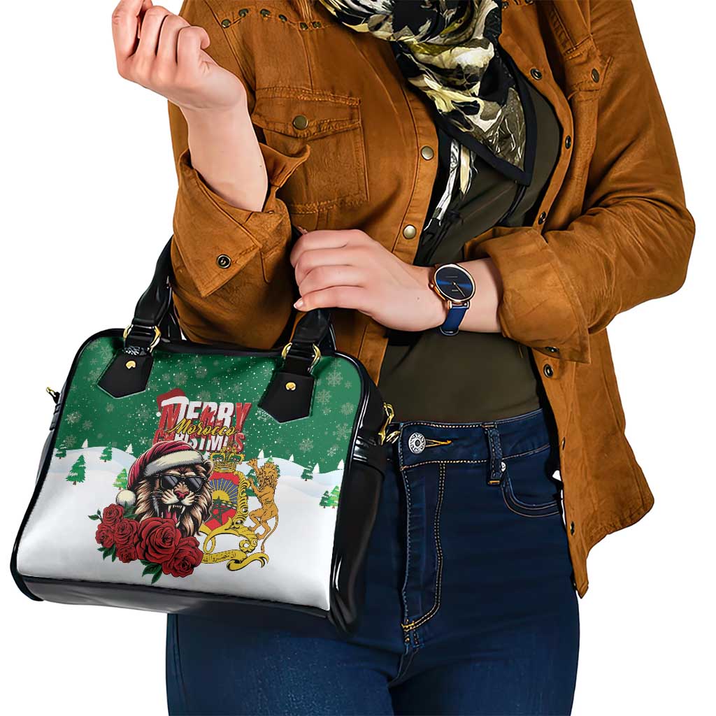 Morocco Christmas Shoulder Handbag Santa Lion With Rose Xmas Vibe