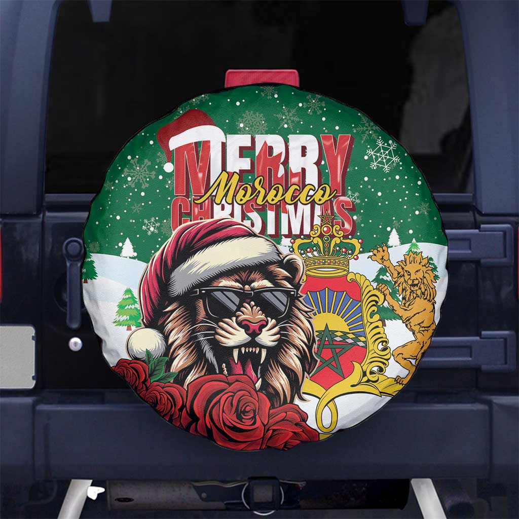 Morocco Christmas Spare Tire Cover Santa Lion With Rose Xmas Vibe - Wonder Print Shop