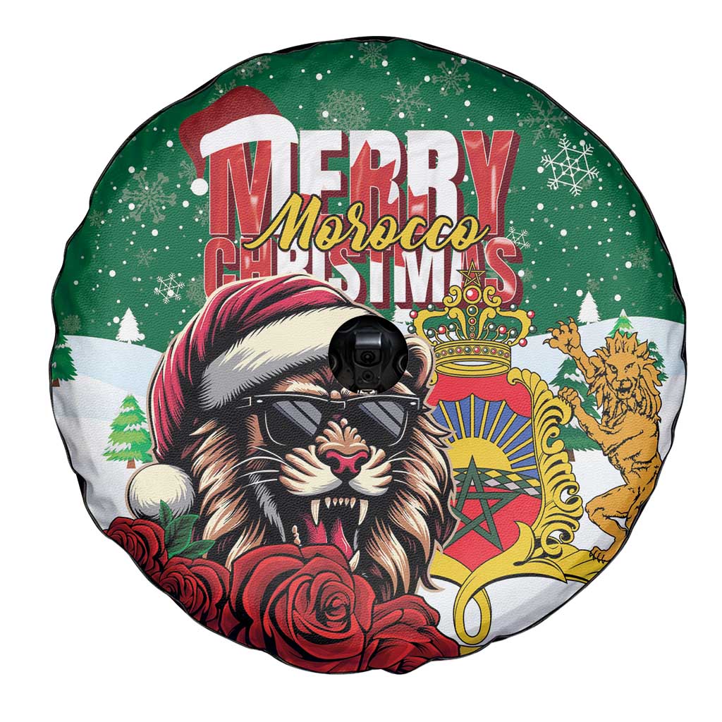 Morocco Christmas Spare Tire Cover Santa Lion With Rose Xmas Vibe - Wonder Print Shop