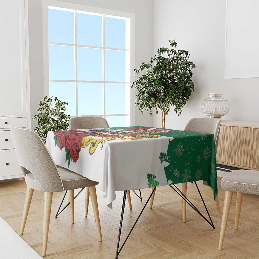 Morocco Christmas Tablecloth Santa Lion With Rose Xmas Vibe - Wonder Print Shop