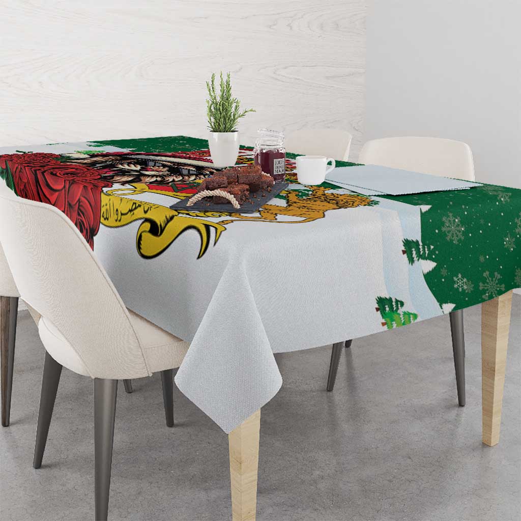 Morocco Christmas Tablecloth Santa Lion With Rose Xmas Vibe - Wonder Print Shop