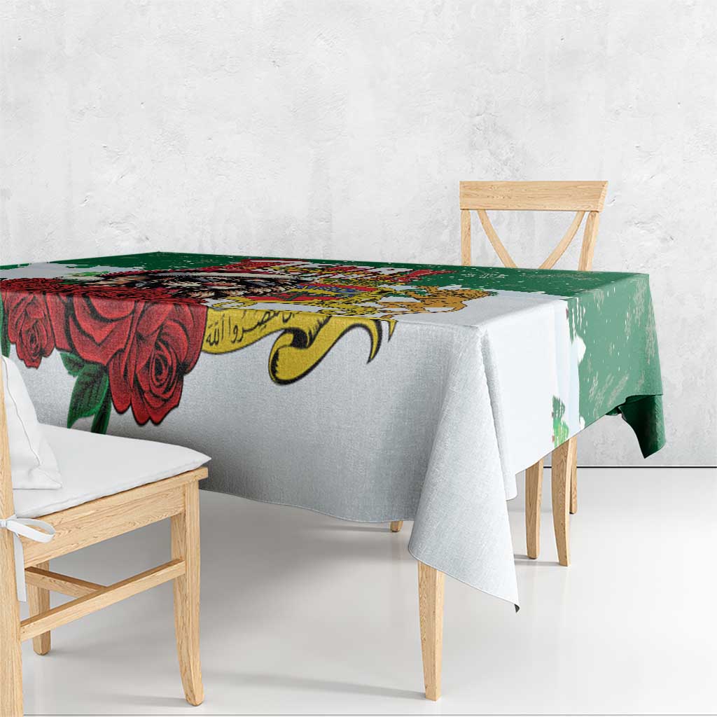 Morocco Christmas Tablecloth Santa Lion With Rose Xmas Vibe - Wonder Print Shop