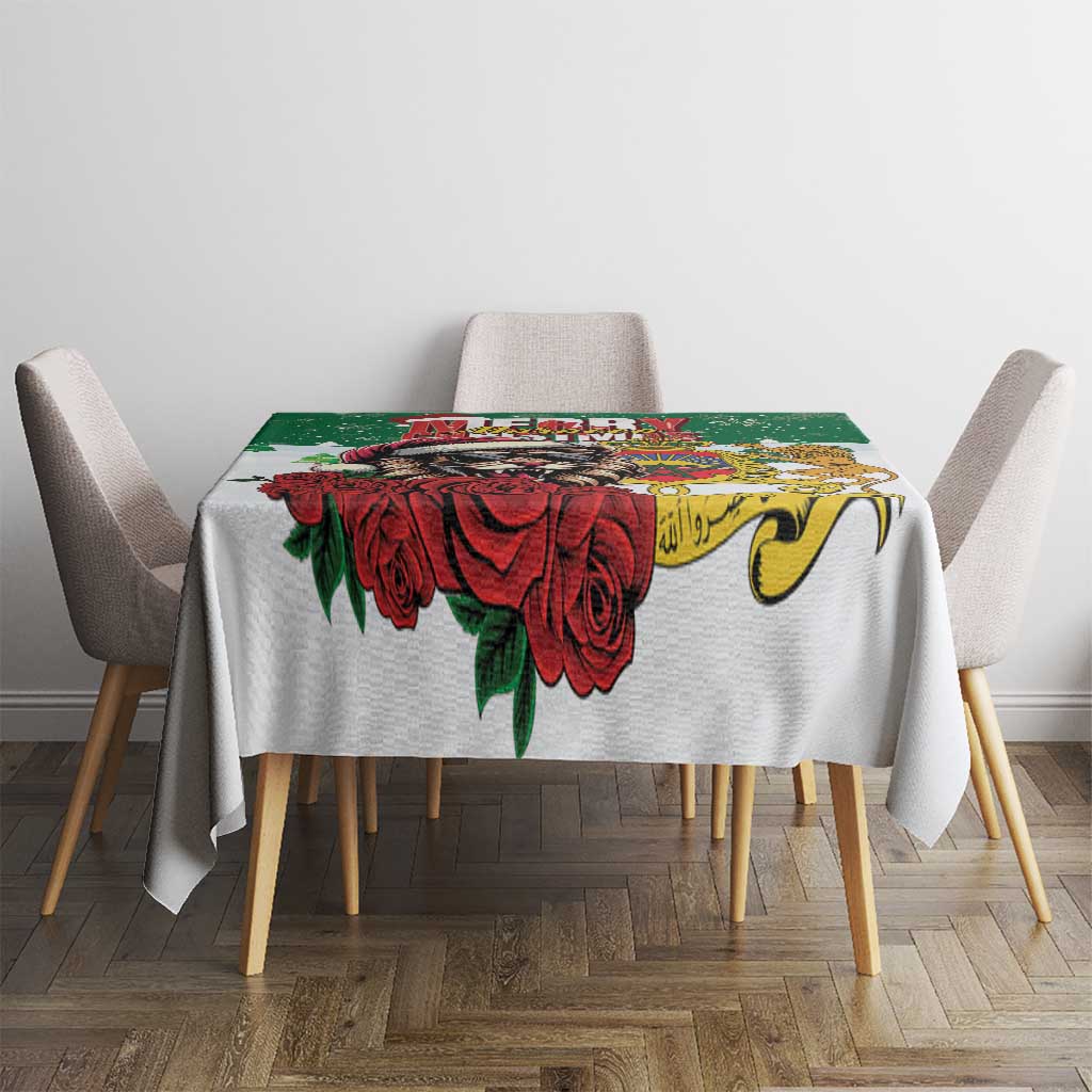 Morocco Christmas Tablecloth Santa Lion With Rose Xmas Vibe - Wonder Print Shop