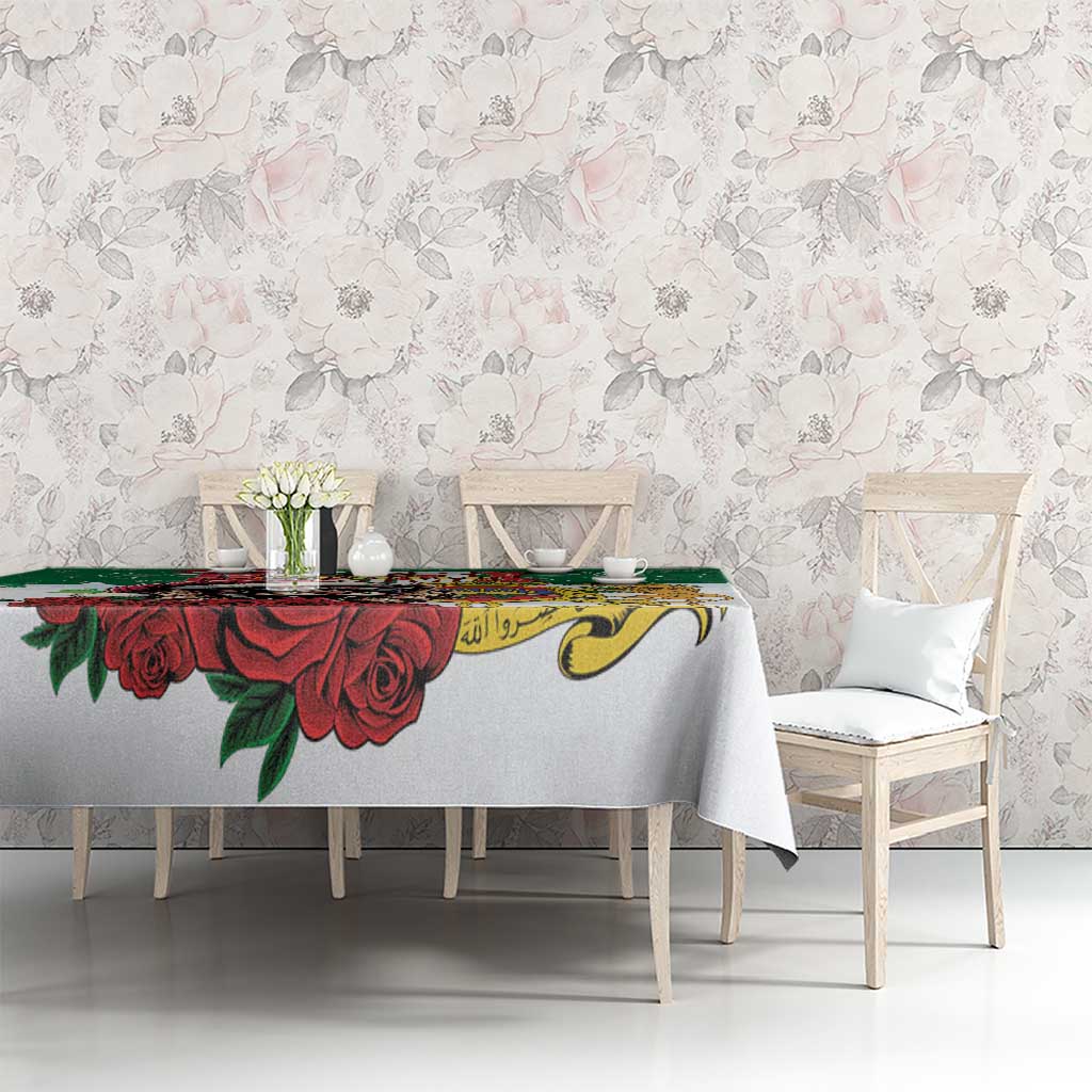Morocco Christmas Tablecloth Santa Lion With Rose Xmas Vibe - Wonder Print Shop