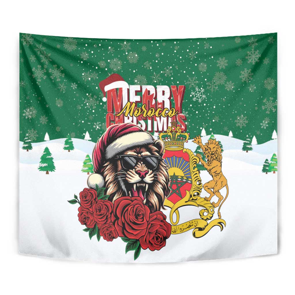 Morocco Christmas Tapestry Santa Lion With Rose Xmas Vibe - Wonder Print Shop