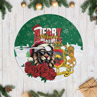 Morocco Christmas Tree Skirt Santa Lion With Rose Xmas Vibe - Wonder Print Shop