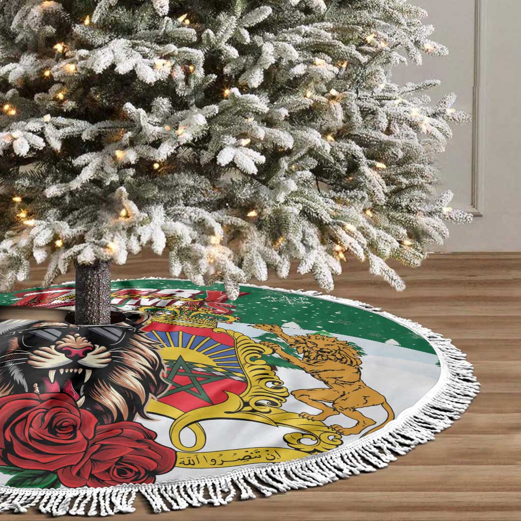 Morocco Christmas Tree Skirt Santa Lion With Rose Xmas Vibe - Wonder Print Shop
