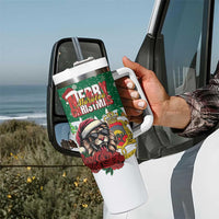 Morocco Christmas Tumbler With Handle Santa Lion With Rose Xmas Vibe - Wonder Print Shop