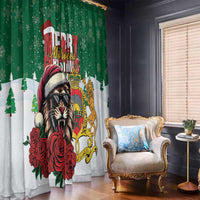 Morocco Christmas Window Curtain Santa Lion With Rose Xmas Vibe - Wonder Print Shop