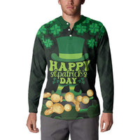 Ireland St Patrick's Day Button Sweatshirt Irish Shamrocks Leprechaun