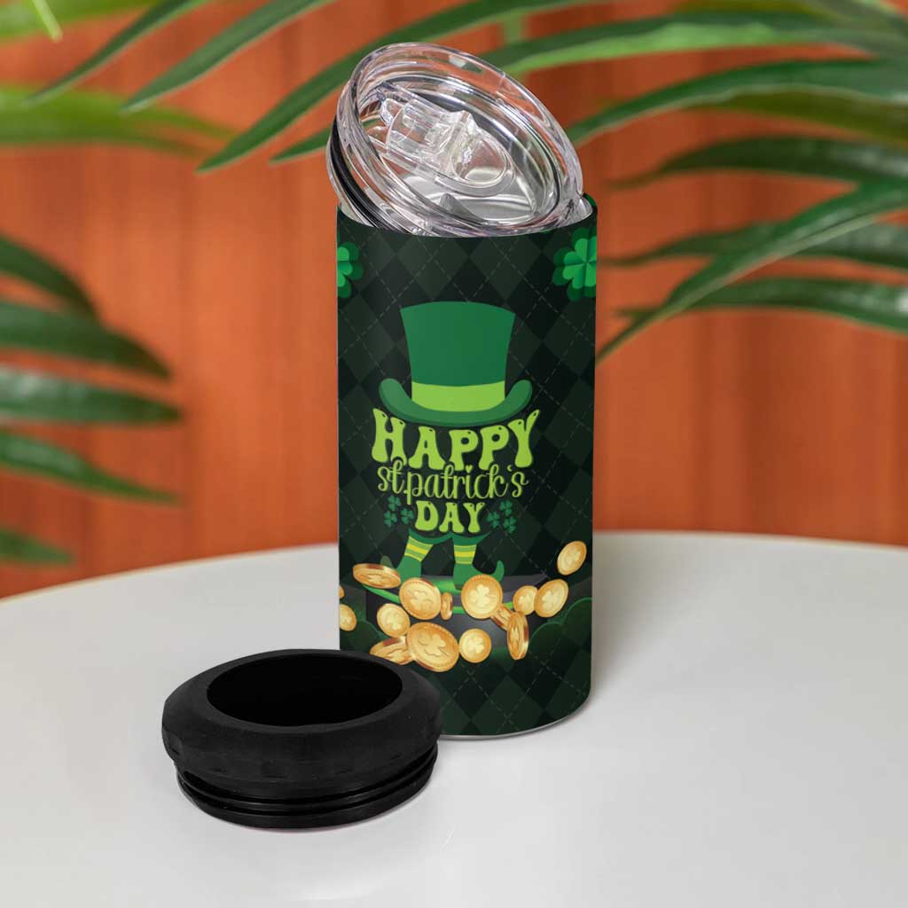 Ireland St Patrick's Day 4 in 1 Can Cooler Tumbler Irish Shamrocks Leprechaun