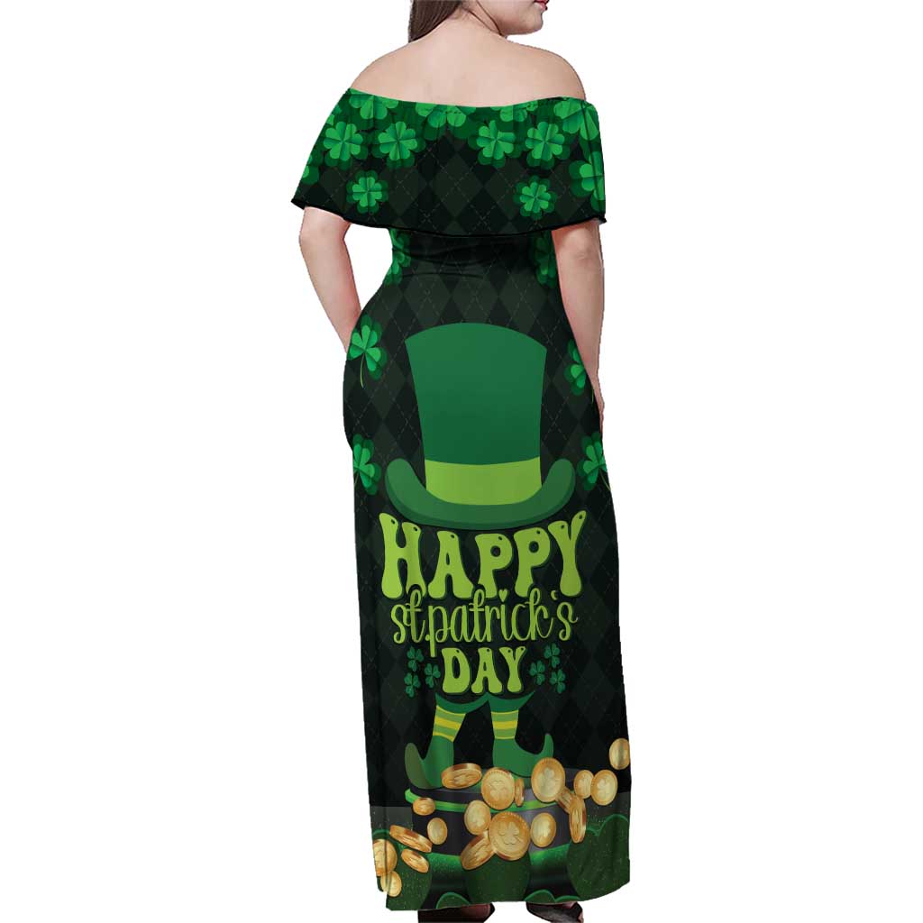 Ireland St Patrick's Day Family Matching Off Shoulder Maxi Dress and Hawaiian Shirt Irish Shamrocks Leprechaun - Wonder Print Shop