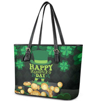Ireland St Patrick's Day Leather Tote Bag Irish Shamrocks Leprechaun