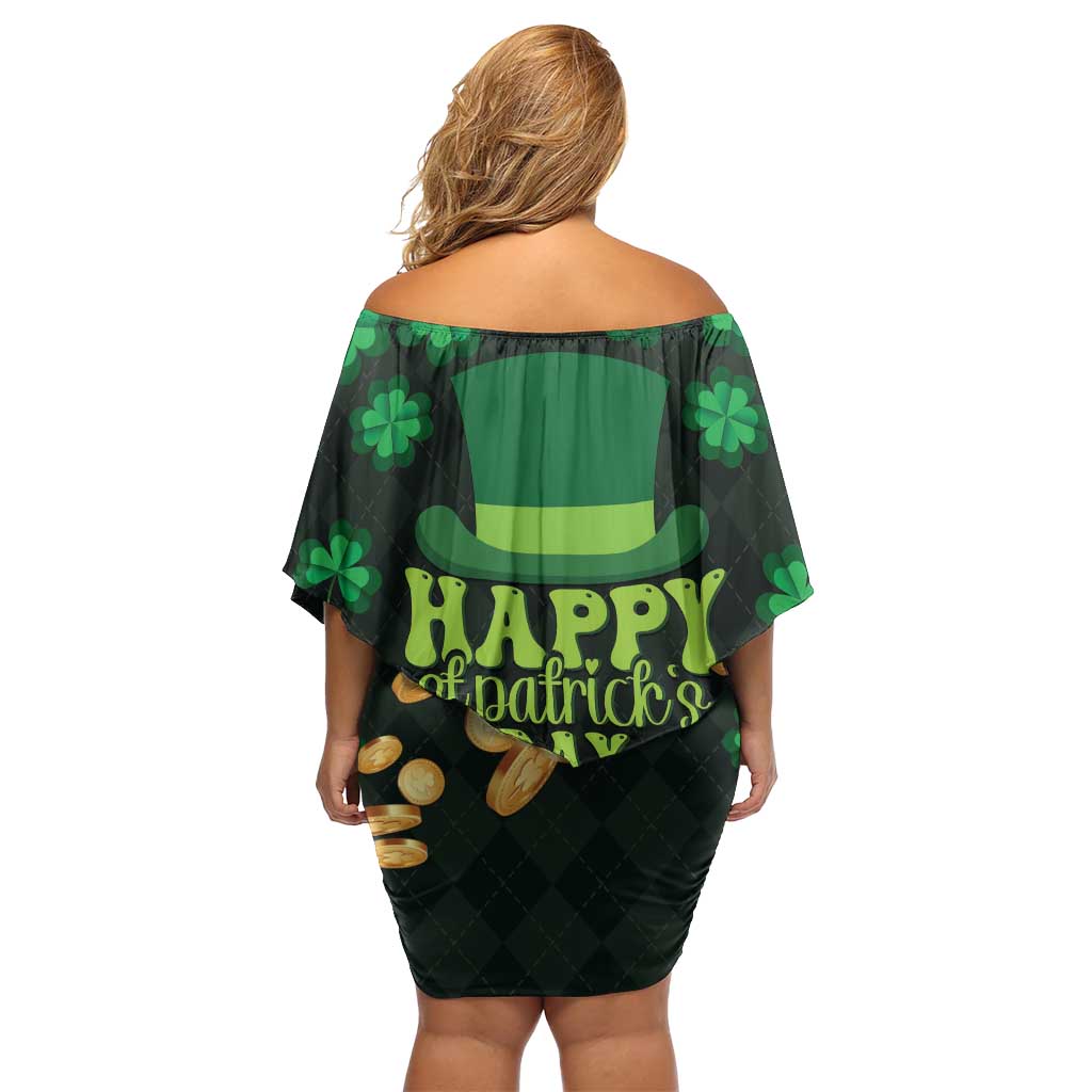 Ireland St Patrick's Day Off Shoulder Short Dress Irish Shamrocks Leprechaun - Wonder Print Shop