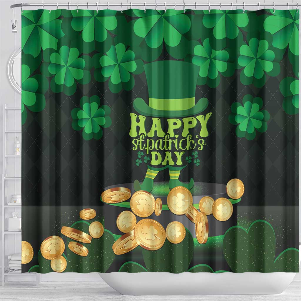 Ireland St Patrick's Day Shower Curtain Irish Shamrocks Leprechaun - Wonder Print Shop
