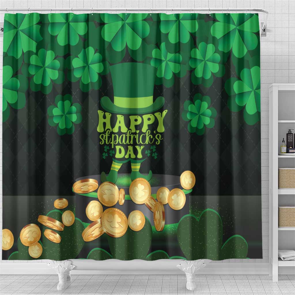 Ireland St Patrick's Day Shower Curtain Irish Shamrocks Leprechaun - Wonder Print Shop