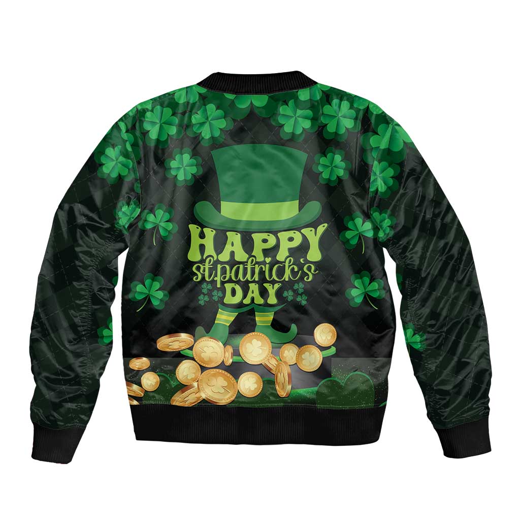 Ireland St Patrick's Day Sleeve Zip Bomber Jacket Irish Shamrocks Leprechaun - Wonder Print Shop