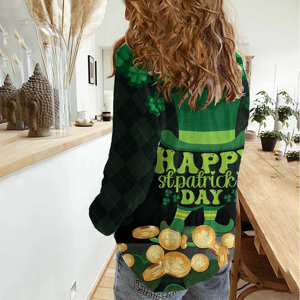 Ireland St Patrick's Day Women Casual Shirt Irish Shamrocks Leprechaun - Wonder Print Shop