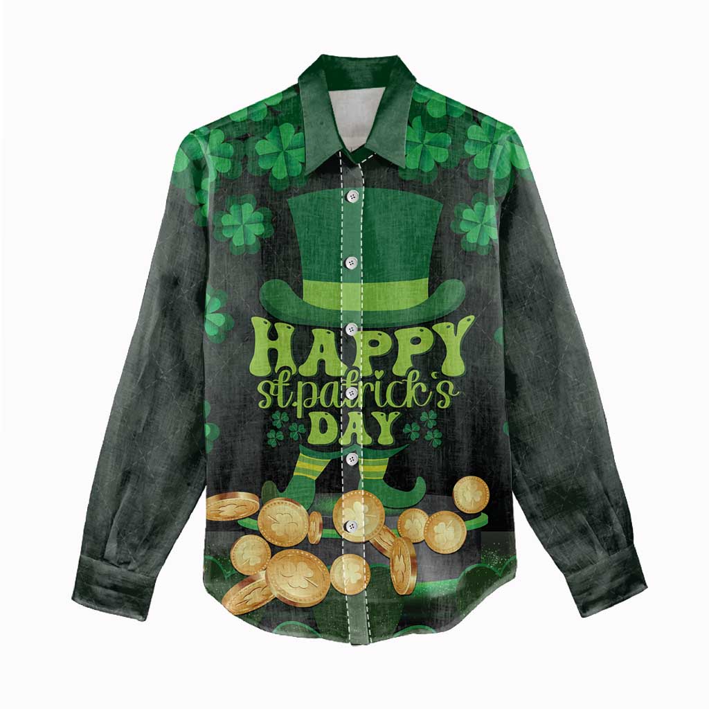 Ireland St Patrick's Day Women Casual Shirt Irish Shamrocks Leprechaun - Wonder Print Shop