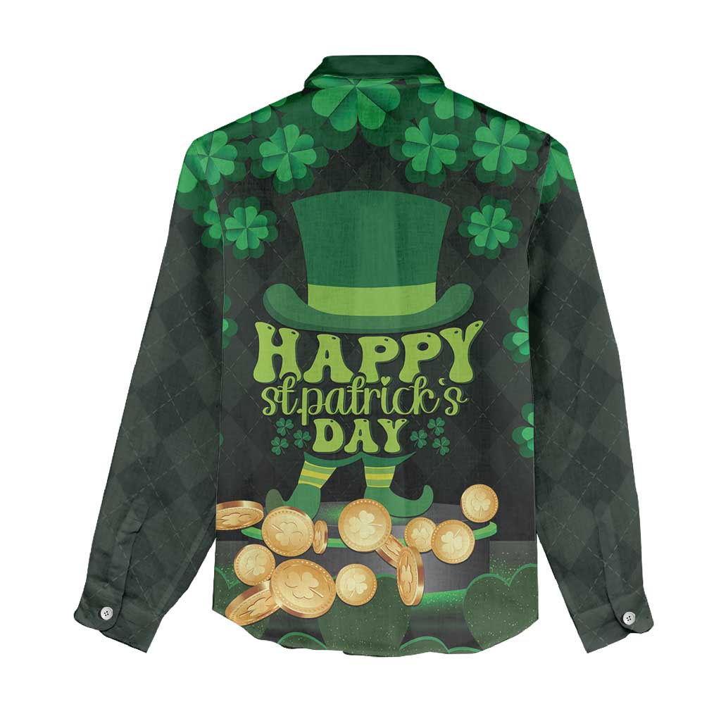 Ireland St Patrick's Day Women Casual Shirt Irish Shamrocks Leprechaun - Wonder Print Shop