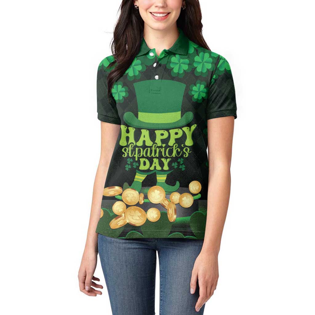Ireland St Patrick's Day Women Polo Shirt Irish Shamrocks Leprechaun - Wonder Print Shop