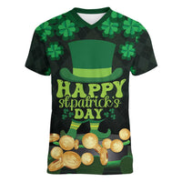 Ireland St Patrick's Day Women V-Neck T-Shirt Irish Shamrocks Leprechaun - Wonder Print Shop