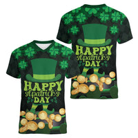 Ireland St Patrick's Day Women V-Neck T-Shirt Irish Shamrocks Leprechaun - Wonder Print Shop