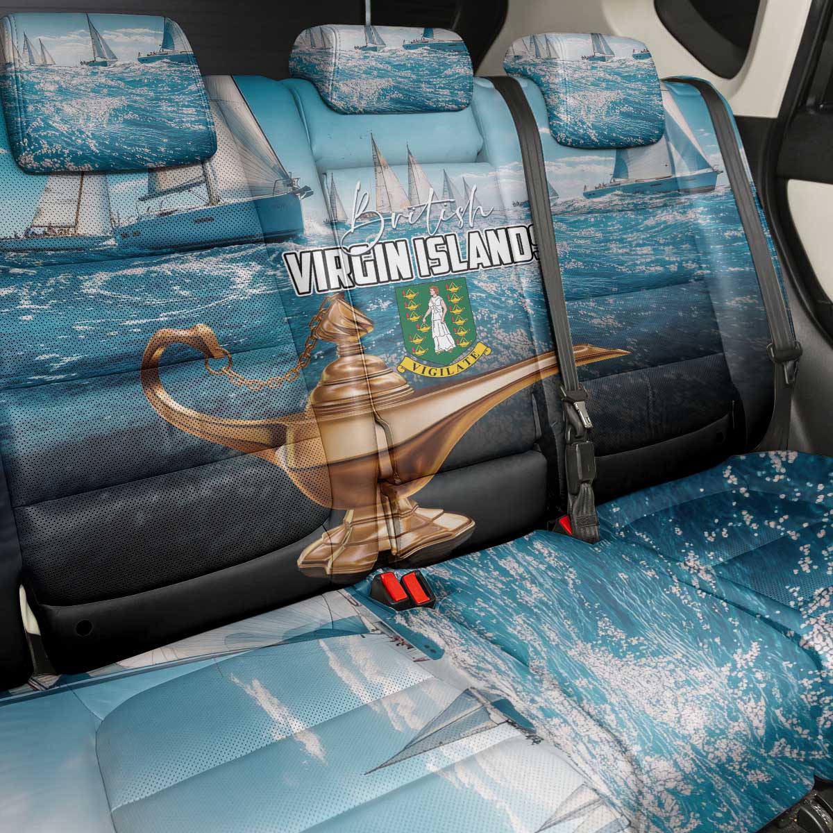British Virgin Islands Back Car Seat Cover Vigilate Golden Lamps