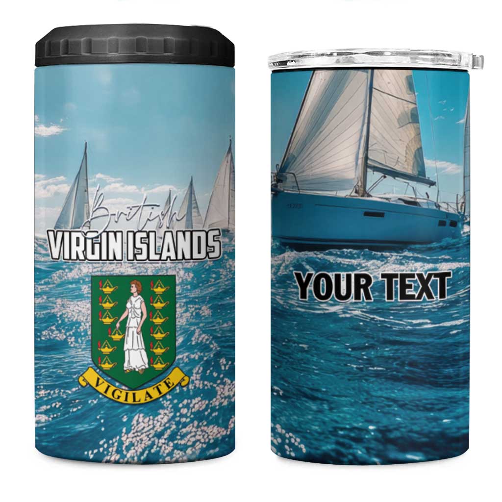 Personalised British Virgin Islands 4 in 1 Can Cooler Tumbler Vigilate Golden Lamps