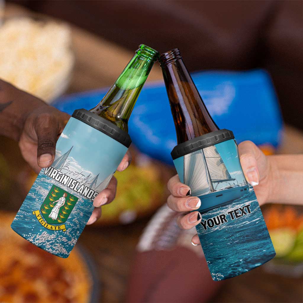 Personalised British Virgin Islands 4 in 1 Can Cooler Tumbler Vigilate Golden Lamps