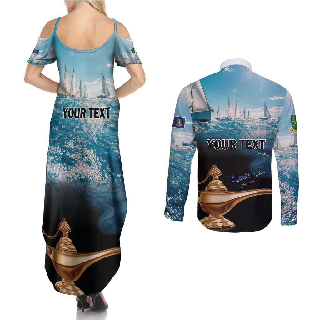 Personalised British Virgin Islands Couples Matching Summer Maxi Dress and Long Sleeve Button Shirt Vigilate Golden Lamps