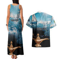 Personalised British Virgin Islands Couples Matching Tank Maxi Dress and Hawaiian Shirt Vigilate Golden Lamps