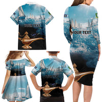 Personalised British Virgin Islands Family Matching Long Sleeve Bodycon Dress and Hawaiian Shirt Vigilate Golden Lamps - Wonder Print Shop